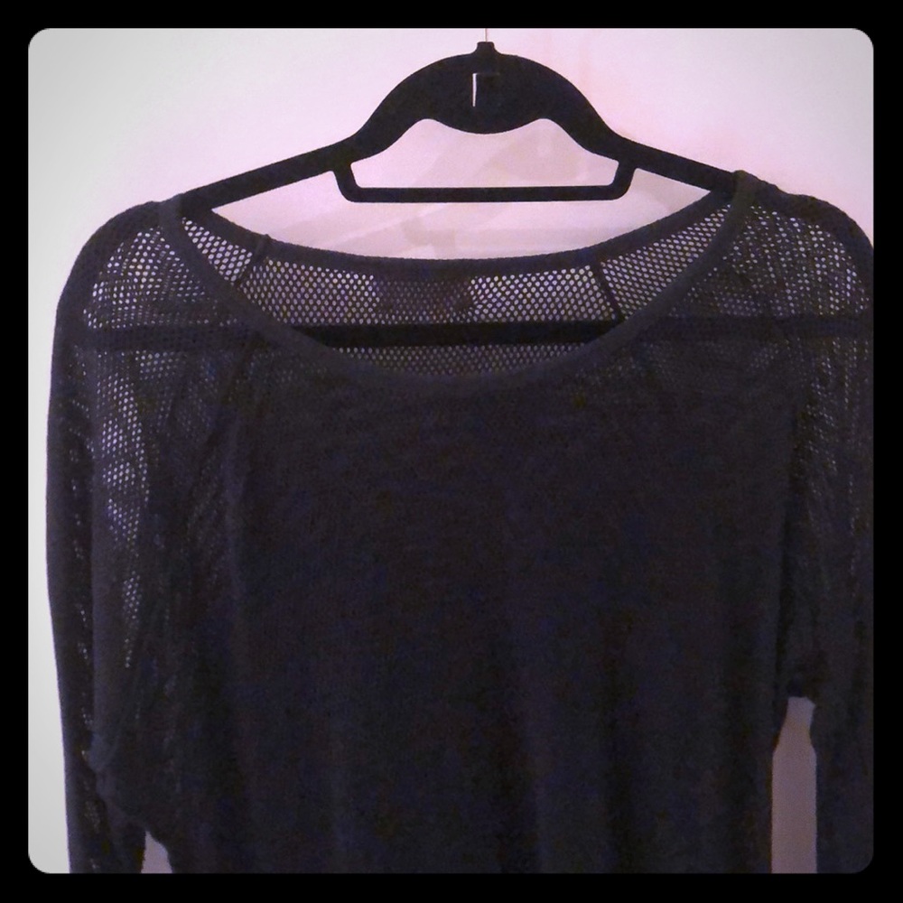 Black mesh long sleeve shirt